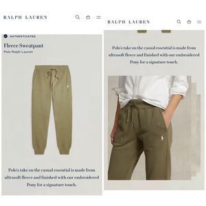 ralph lauren RL fleece sweatpants XS womens olive green